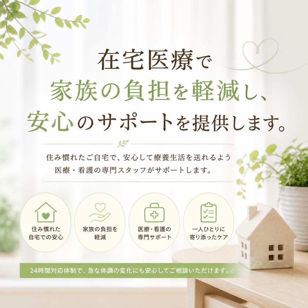 在宅医療で家族の負担を軽減し、安心のサポートを提供します。
