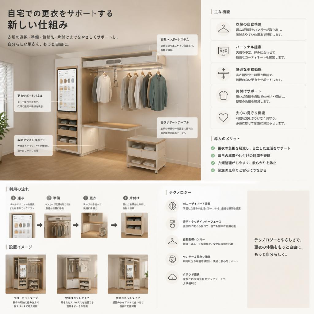 自宅での更衣をサポートする新しい仕組み