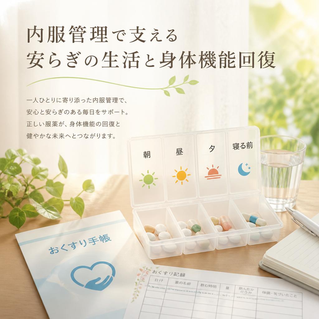 内服管理で支える安らぎの生活と身体機能回復