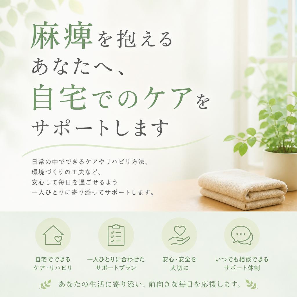 麻痺を抱えるあなたへ、自宅でのケアをサポートします