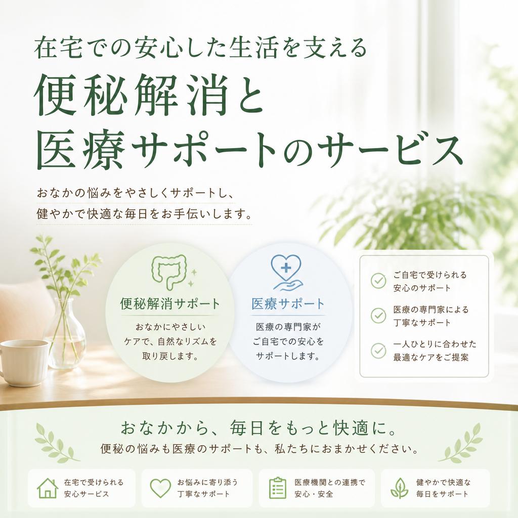 在宅での安心した生活を支える、便秘解消と医療サポートのサービス