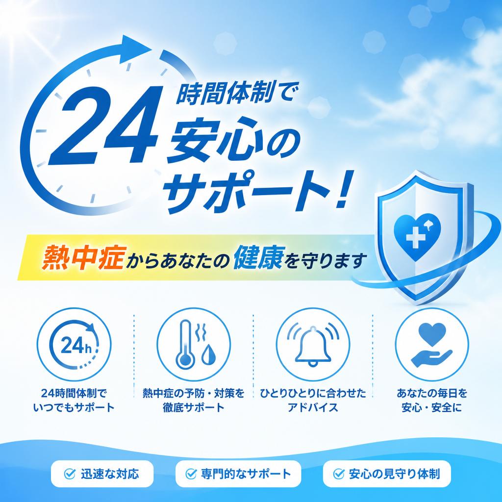 24時間体制で安心のサポート！熱中症からあなたの健康を守ります