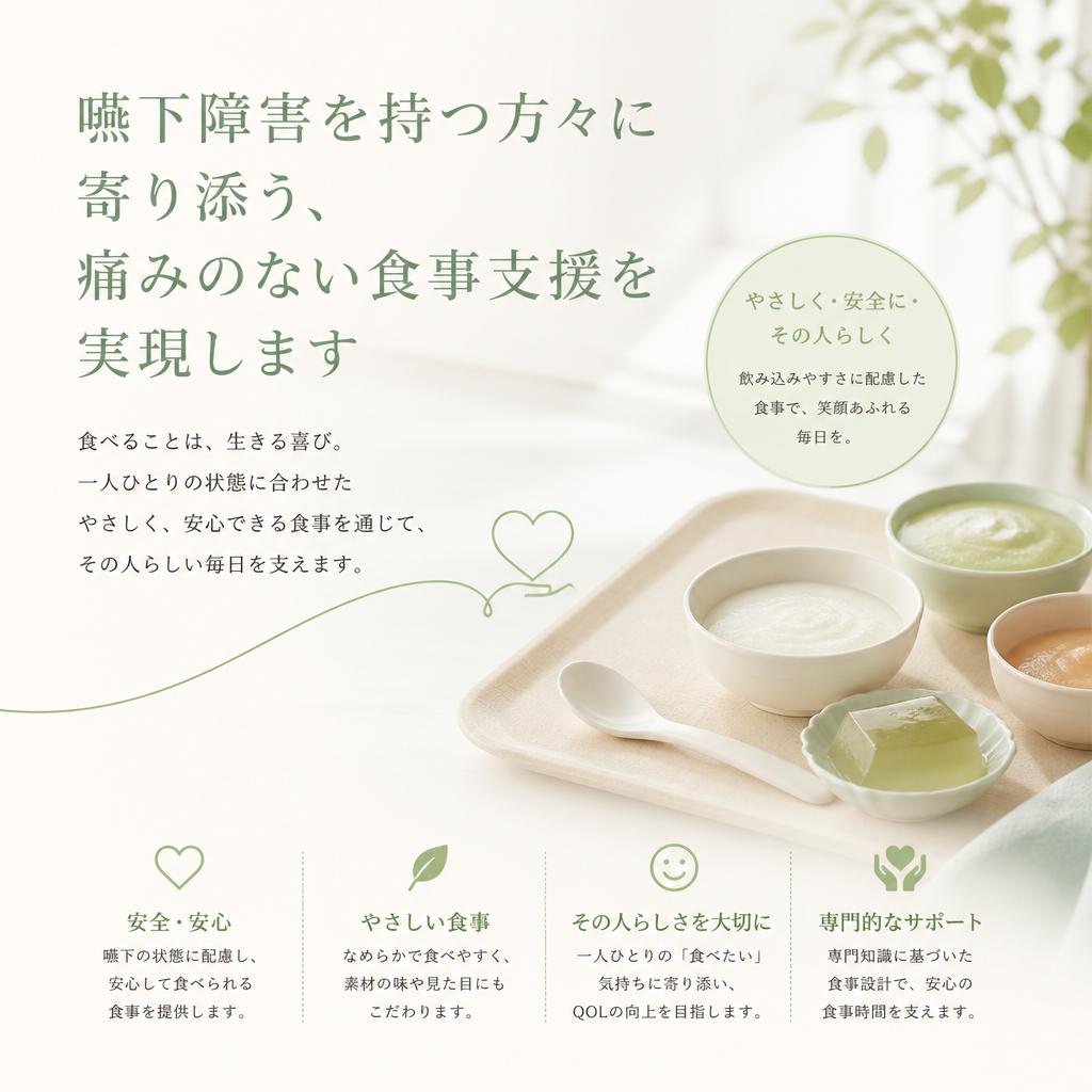 嚥下障害を持つ方々に寄り添う、痛みのない食事支援を実現します