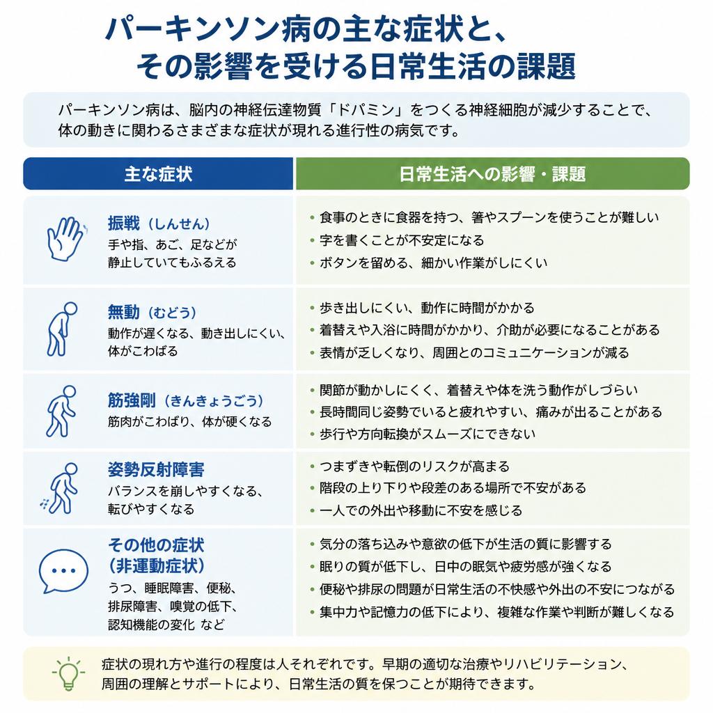 パーキンソン病の症状と課題