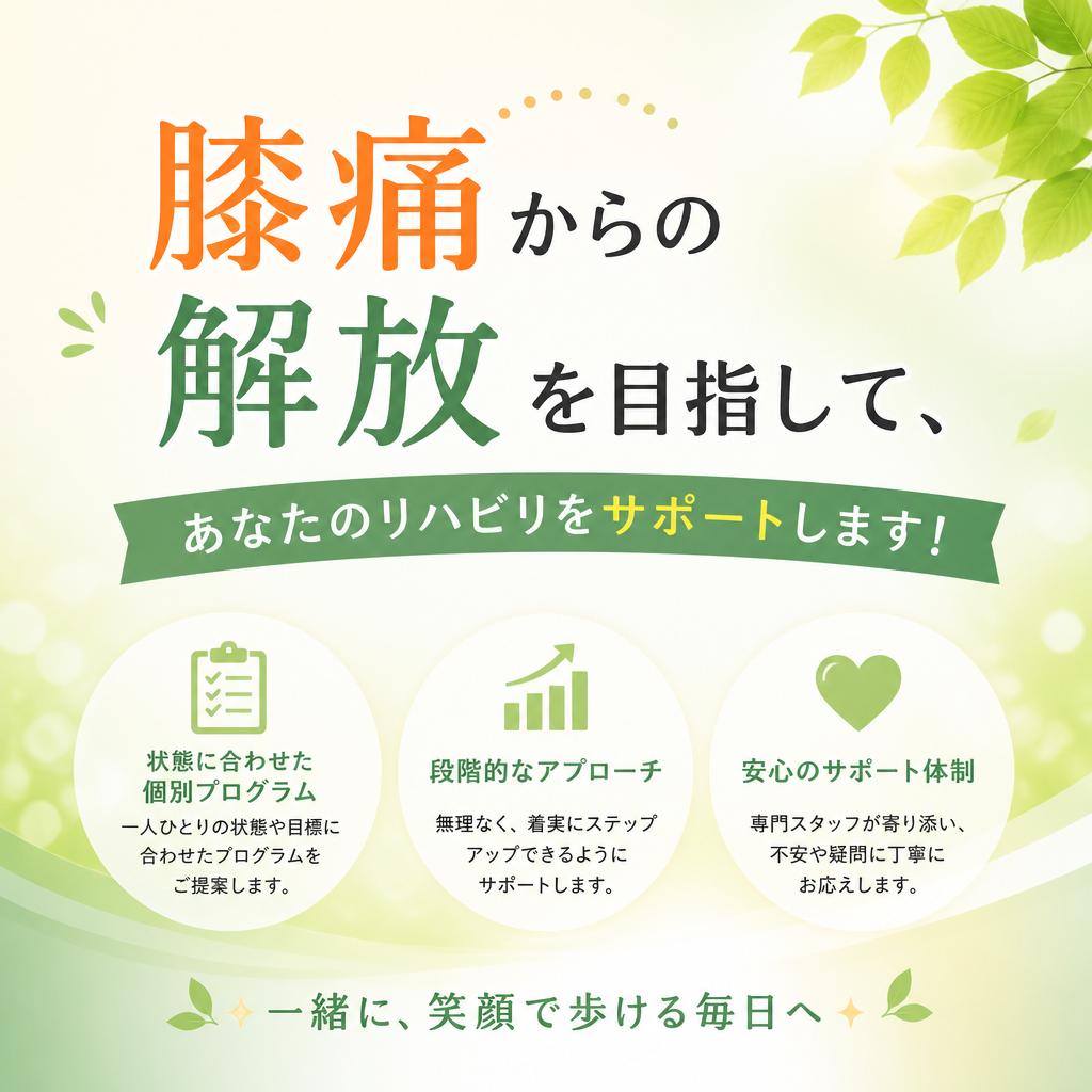 膝痛からの解放を目指して、あなたのリハビリをサポートします！