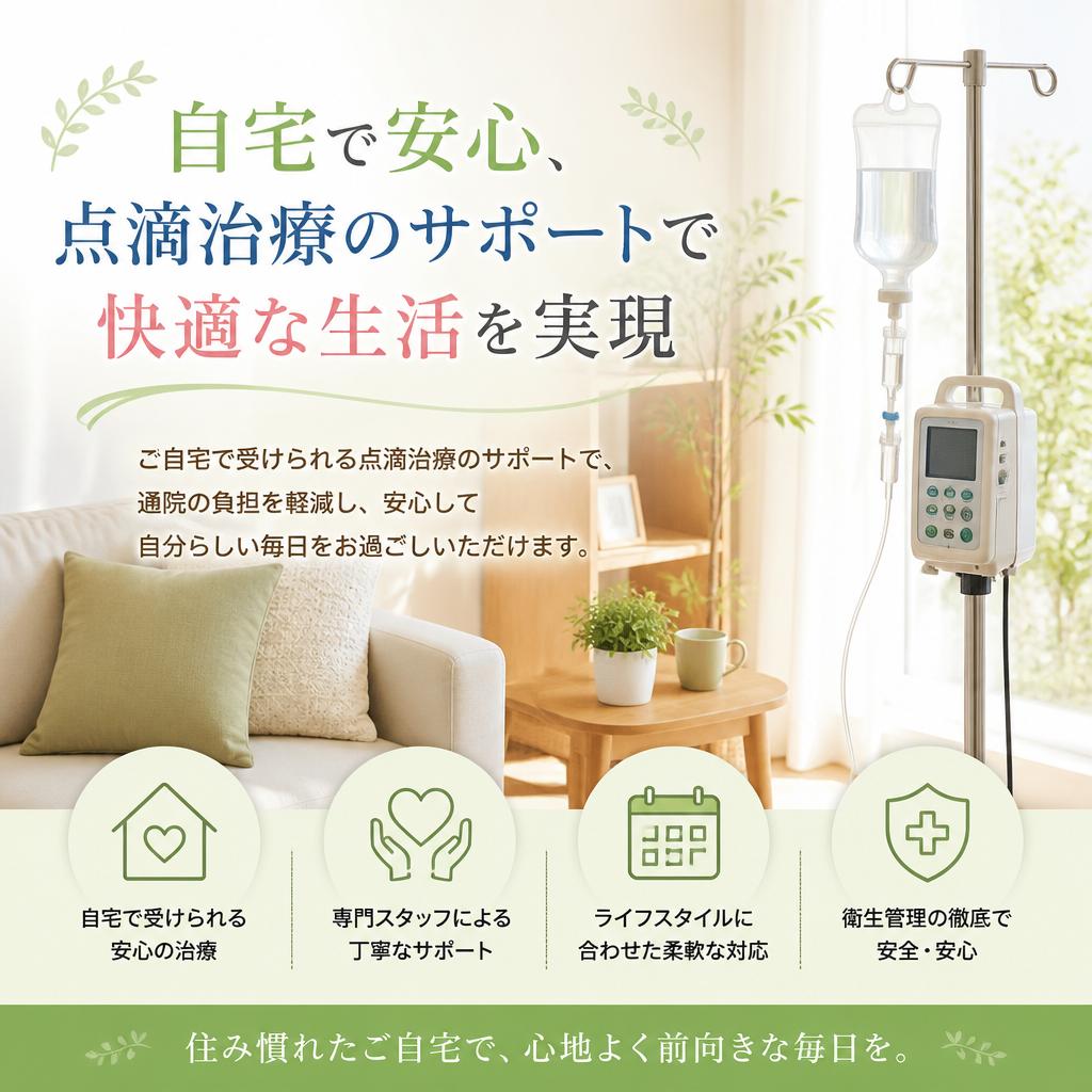 自宅で安心、点滴治療のサポートで快適な生活を実現